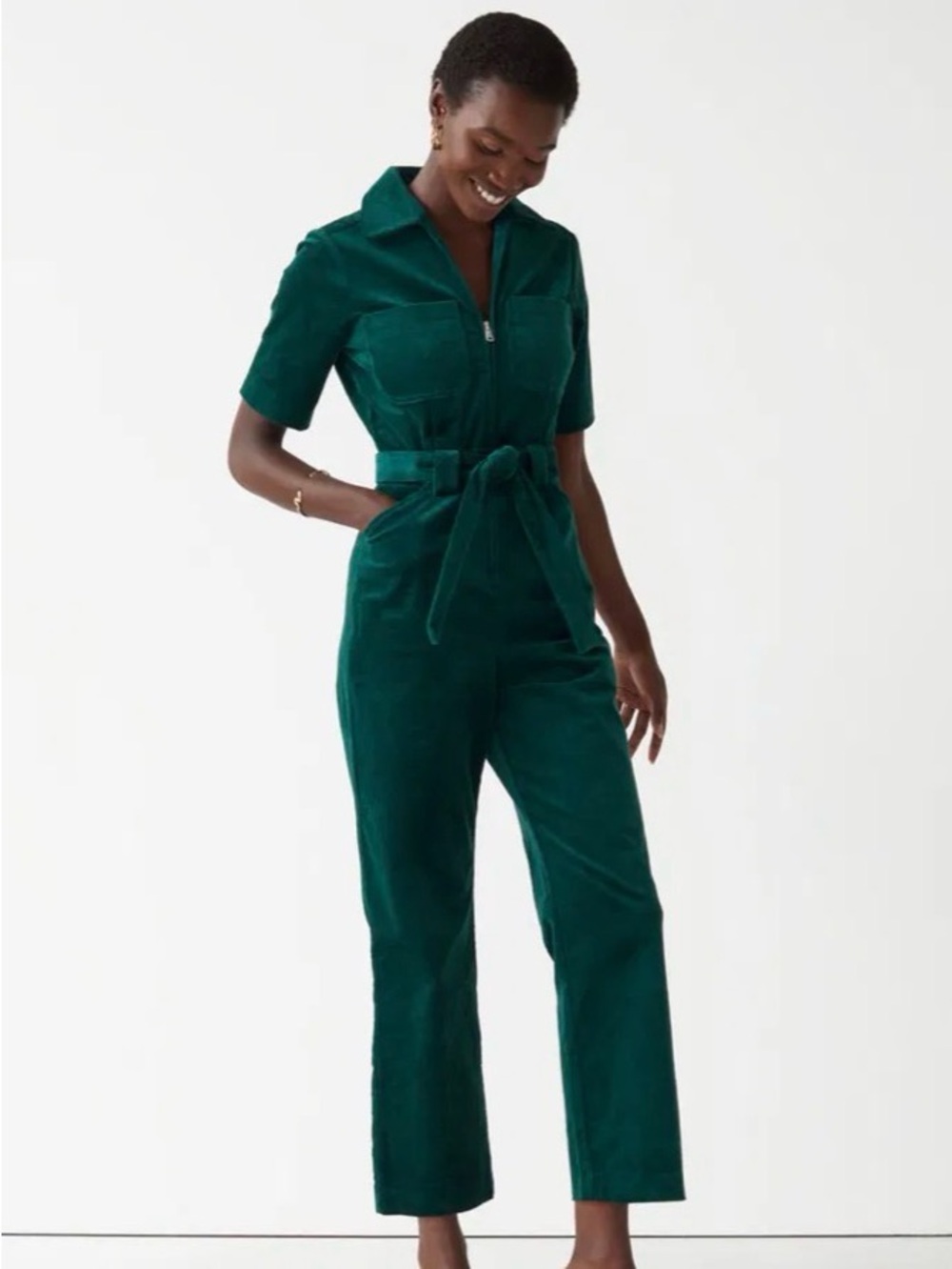 & Other Stories Green Corduroy Jumpsuit